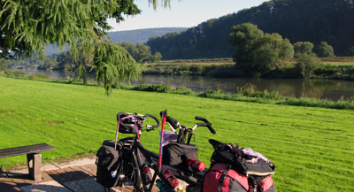 Zicht op de Weser vanuit hotel