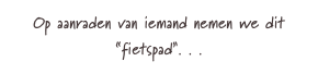 Op aanraden van iemand nemen we dit 
“fietspad”. . .